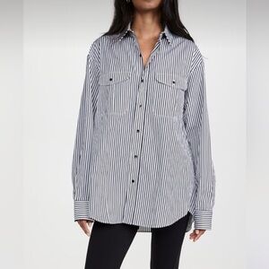 Wardrobe NYC Black and White Striped Shirt